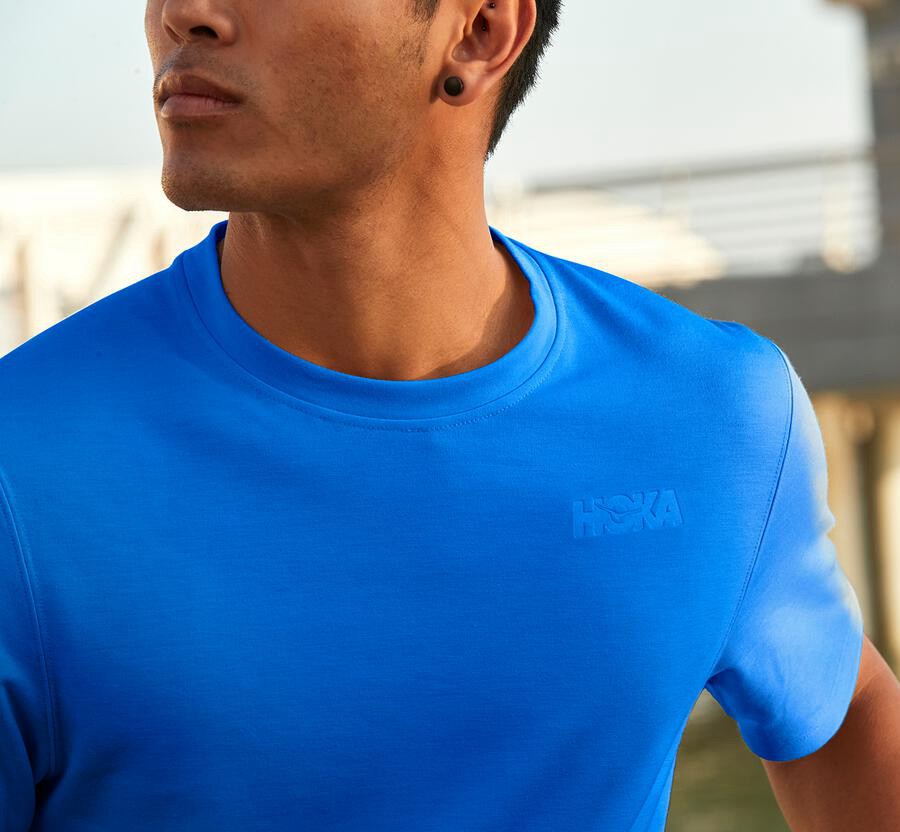 Hoka Australia One One Lifestyle - Mens Tee Blue - NBKQJ-9831